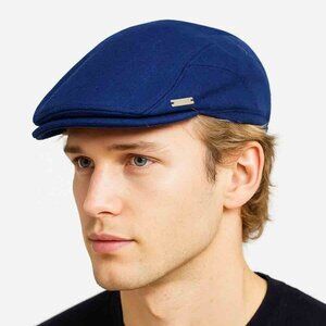 Seeberger Germany Teal Blue Wool Blend Flat Cap Newsboy Hat Men's Size L